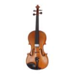 French violin labelled F. Breton, Brevete de S.M.G.... also stamped Breton on the button, 14 1/8",
