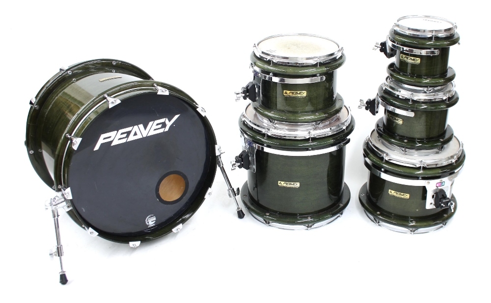 Peavey Radial Pro 1000 drum kit, green finish, comprising 22" kick drum, 16" rack tom, 14" rack tom, - Image 2 of 3