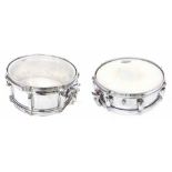 Yamaha 14" snare drum, chrome finish; together with a vintage 14" x 3.5" snare drum, chrome