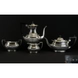 Victorian Period 4 Piece Solid Silver Te