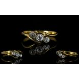 18ct Gold 3 Stone Diamond Ring, The Pave