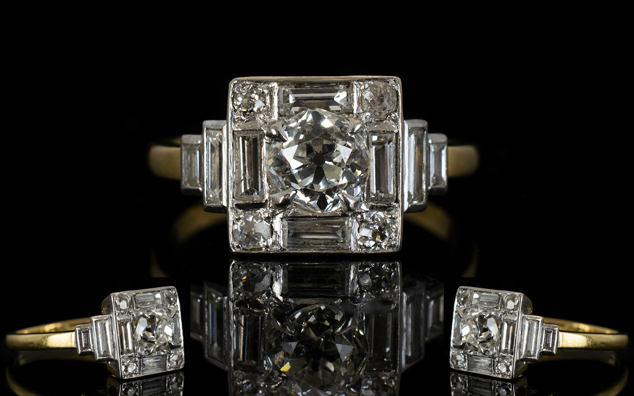 Art Deco Period Diamond Set 18ct Yellow