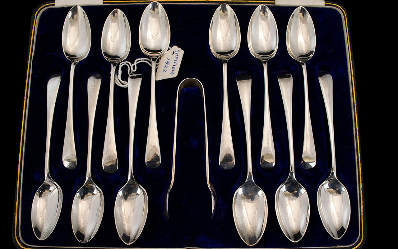 1920's Boxed - Delux Set of 12 Silver Te