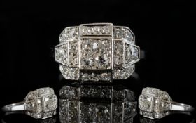 French Art Deco Diamond Cluster Ring, Pa