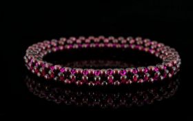 Rhodolite Garnet Multi-Row Bead Bracelet