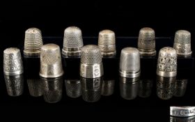 Antique Period Collection of Sterling Silver Thimbles - All Fully Hallmarked for Sterling Silver