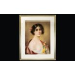 John Wesley Carroll (American, 1892-1959 ) Original Chalk Pastel Female Portrait (Untitled) Circa