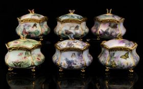 A Collection Of Six Limited Edition Porcelain Musical Trinket Boxes By Ardleigh Elliott With