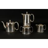 Plated Tea And Coffee Set Of plain form to include coffee pot, teapot twin handle sugar bowl and