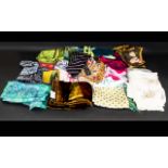 A Mixed Box Of Vintage Silk Scarves And Foulards A mixed of 25 to include various examples by
