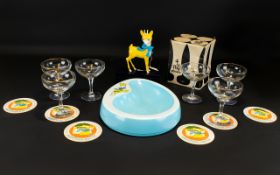 A Quantity Of BabyCham Branded Vintage Barware A mixed lot to include ovoid melamine oversized