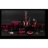 Victorian Period Collection of Cranberry Glass Pieces,