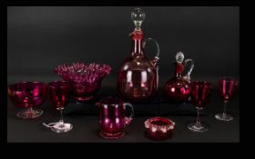 Victorian Period Collection of Cranberry Glass Pieces,