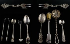 Irish Silver Pair of Very Ornate Pickle Forks.