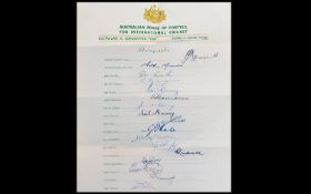 Cricket Interest 1953 Australian XI Coronation Tour To England Signed Cricket Team Sheet To