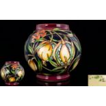 Moorcroft Tubelined Modern Bulbous / Globe Shaped Vase ' Plevriana ' Pattern. Designer Rachel