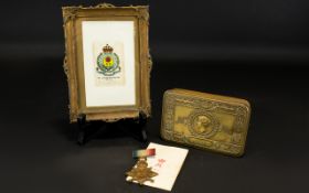 A Small Military Lot Comprising Christmas 1914 Tin And 1914 Princess Mary Card Together with a