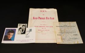 Elvis Presley Interest A Collection Of Ephemera To include Elvis Presley fan club promotional