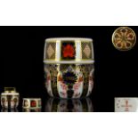 Royal Crown Derby Imari Patterned Round Barrel Lighter, Pattern 1128, Date 1979. Height 3 Inches -