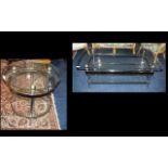 Two Contemporary Glass And Brass Tables Mirrored brass and bevelled glass table,