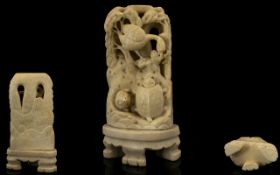 A Soapstone Carving Depicting stylised animal form to include toad,