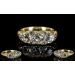 Antique Period Stunning 18ct Gold - Gallery Set 3 Stone Diamond Ring,