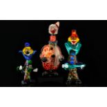 Murano - 1960's Hand Blown Clown Figural Decanter, Multi-Colours. Stands 13.