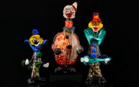 Murano - 1960's Hand Blown Clown Figural Decanter, Multi-Colours. Stands 13.