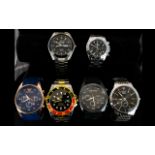 A Nice Collection Of Gents Fashion Wrist Watches. Six In Total, All With Stainless Steel Backs.