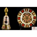 Royal Crown Derby Old Imari Pattern Gold Band Bell. Date 1991, Height 5 Inches - 12.