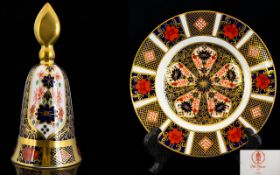 Royal Crown Derby Old Imari Pattern Gold Band Bell. Date 1991, Height 5 Inches - 12.