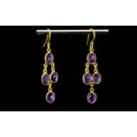 Pair of Amethyst Drop Earrings,