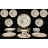 Royal Doulton 'Canton' Part Service to include 8 Dinner Plates, 4 soup bowls, 5 small sweet bowls,