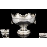 Edwardian Period Superb Quality and Handsome Solid Silver Monteith Bowl by James Deakin and Sons.