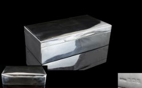 Art Deco Period Good Quality Solid SIlver Gentleman's Desk Cigarette Box of Rectangular Shape with
