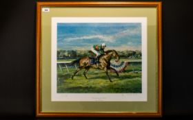 Equestrian Interest Limited Edition Artist Signed Print 'Lester Piggott Up' By Claire Eva Burton