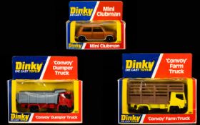 Dinky Diecast Scale Model Trucks ( 2 ) and A Mini Clubman Car ( 1 ) ( 3 ) In Total.