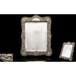 Edwardian Period Embossed - Shaped Silver Framed Mirror with Shell / Foliate / Trellis Decorated