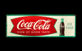 Coca Cola Advertising Interest Circa 1960's Tin Sign With fishtail archiform logo.