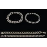 1970's - Gents Solid Silver Flat Curb Bracelet with Excellent Clasp.