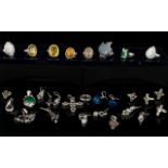 A Mixed Collection Of Gemset Rings Earrings And Pendants A varied collection to include moonstone
