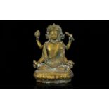 Antique Chinese Sino Tibetan Gilt Bronze Figure Of The Four-Armed Avalokiteshvara