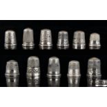 Antique Period Collection of Sterling Silver Thimbles ( 11 ) In Total.