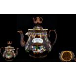 Measham Superb Large and Impressive Bargeware Treacle Glazed Teapot of Huge Proportions with