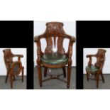 Early 19th Century Mahogany Campaign Chair Comprising carved backrest,
