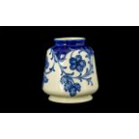 Old Tupton Ware Tubelined Vase Squat form cylindrical vase with cream ground and cobalt blue