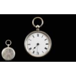 Antique - Swiss Key-wind Silver Ladies Open Faced Pocket Watch. c.1910.