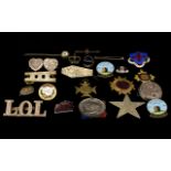 A Mixed Collection Of Enamel Badges And Silver Items A varied lot to include embossed silver badge,