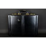 Gentleman's Calf Leather Briefcase With Combination Lock And Fitted Stationary Interior. Suede And