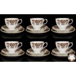 Colclough Bone China Set Of Six Trios Each in good condition, pattern number 8525.